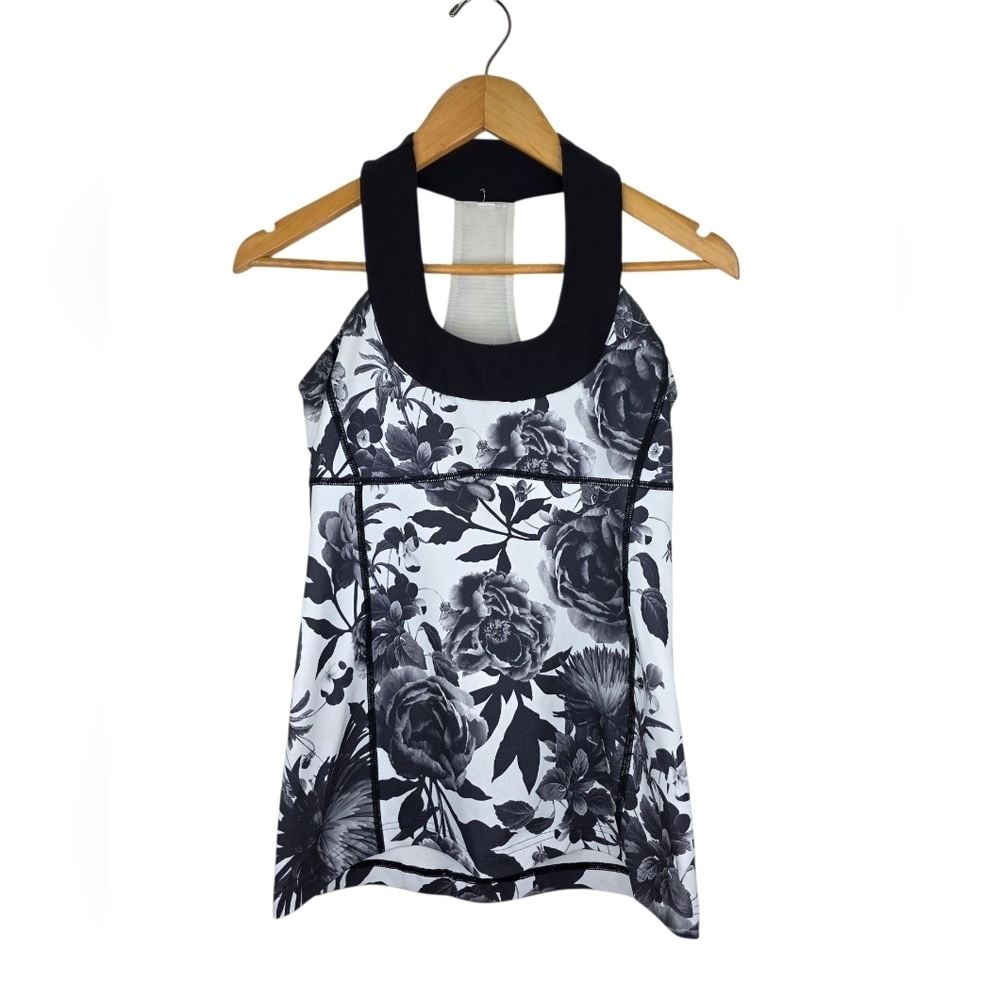 Lululemon Scoop Neck Tank *LuonBrisk Bloom Black White‎ / Black Size 6